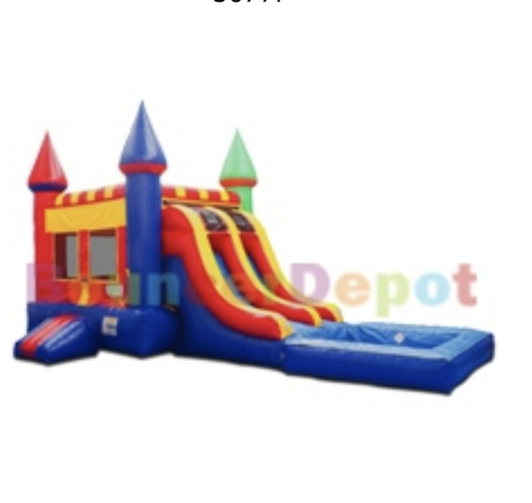 Double Lane Castle Combo Wet/Dry Deep Pool Max Weight 185 Per Rider